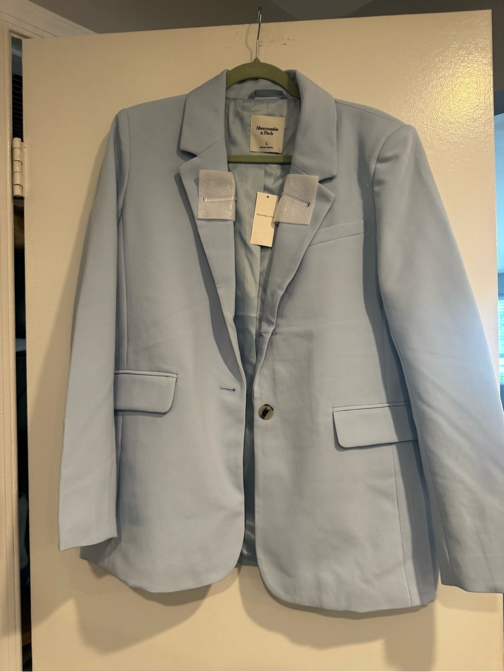 Abercrombie & Fitch Pale Blue Women's Single-Button Tailored Blazer (sz. Large)